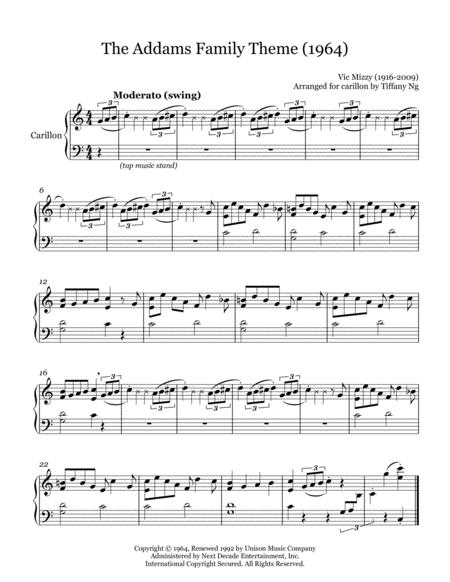 Free Sheet Music The Addams Family Theme For Carillon