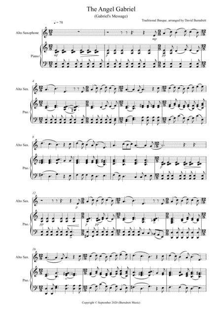 The Angel Gabriel For Alto Saxophone And Piano Sheet Music