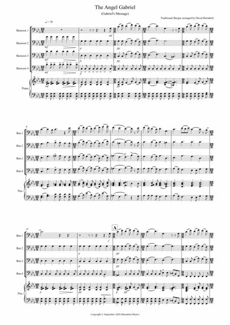 The Angel Gabriel For Bassoon Quartet Sheet Music