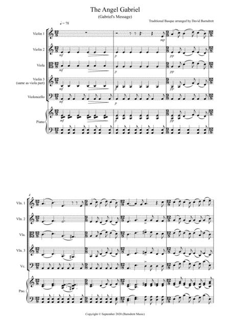 The Angel Gabriel For String Quartet Sheet Music