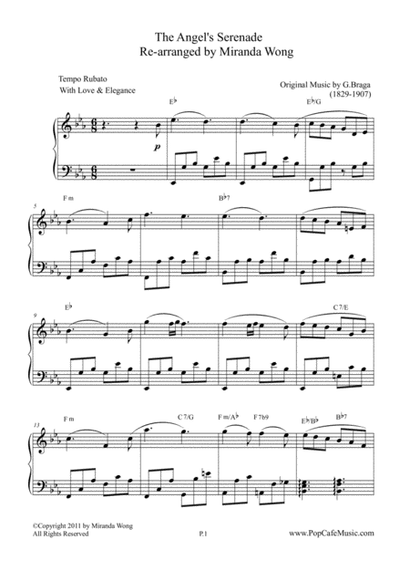 Free Sheet Music The Angels Serenade Romantic Piano Music