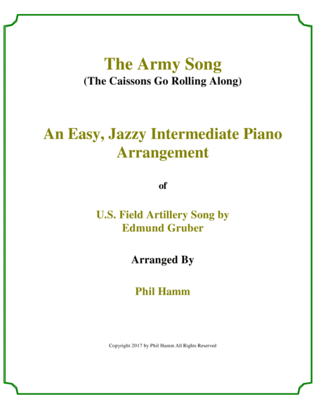 The Army Song The Caissons Go Rolling Along Sheet Music