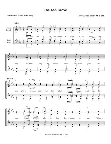 Free Sheet Music The Ash Grove Choral Pricing