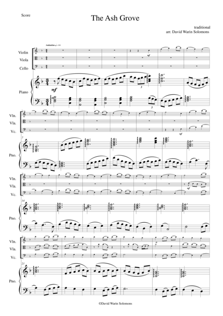 Free Sheet Music The Ash Grove For String Trio And Piano