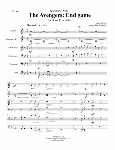 Free Sheet Music The Avengers End Game For Brass