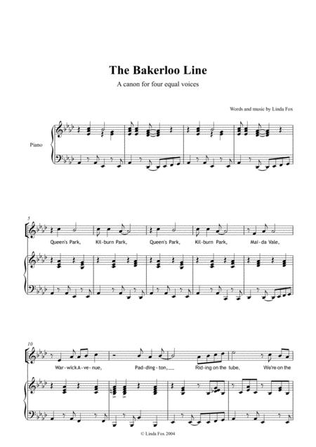 Free Sheet Music The Bakerloo Line A Round For Four Voices