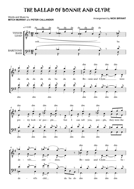 Free Sheet Music The Ballad Of Bonnie And Clyde