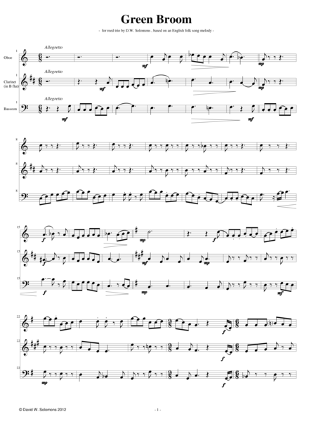 The Ballad Of Green Broom For Wind Trio Sheet Music