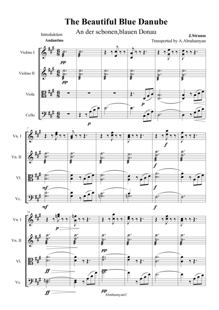 Free Sheet Music The Beautiful Blue Danube