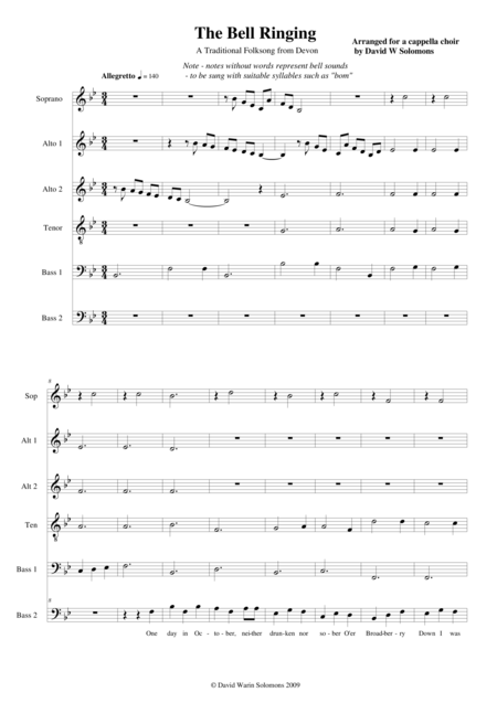 Free Sheet Music The Bell Ringing Choral Version