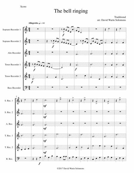 Free Sheet Music The Bell Ringing For Recorder Sextet