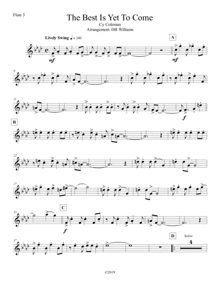 Free Sheet Music The Best Is Yet To Come Flute 3