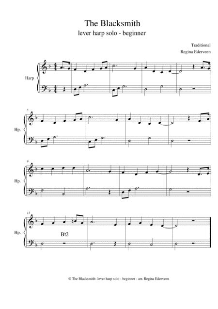 Free Sheet Music The Blacksmith Lever Harp Solo Beginner