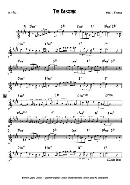 Free Sheet Music The Blessing Alto Sax