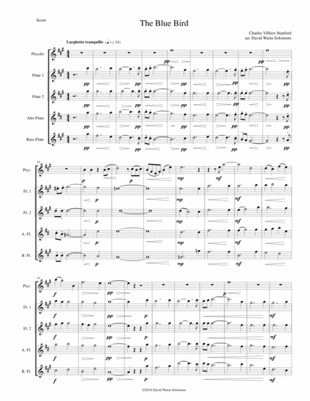Free Sheet Music The Blue Bird For Piccolo And Flute Quartet