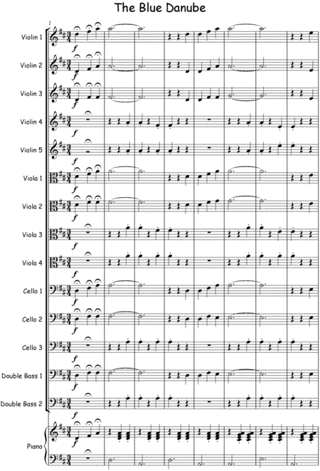 The Blue Danube For Multi Level String Orchestra Sheet Music