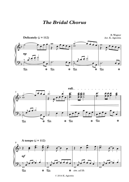 The Bridal Chorus For Solo Piano Sheet Music