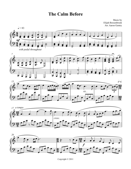 Free Sheet Music The Calm Before