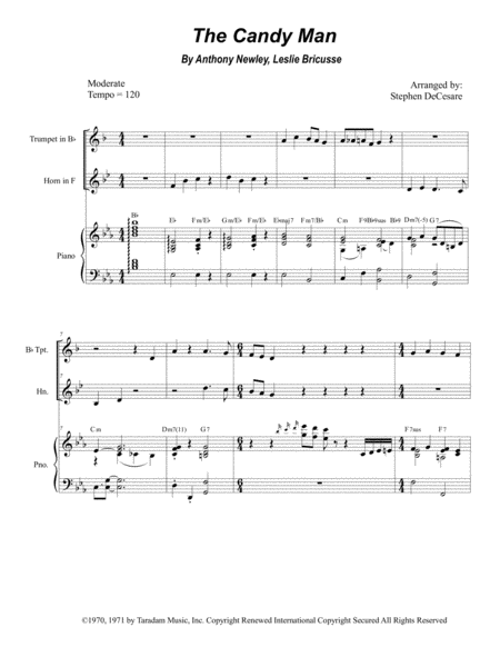 The Candy Man Duet For Bb Trumpet And French Horn Sheet Music