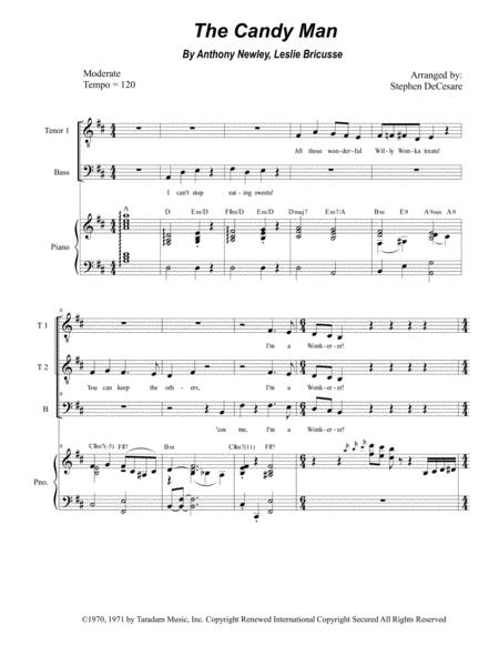 The Candy Man Vocal Trio Ttb Sheet Music