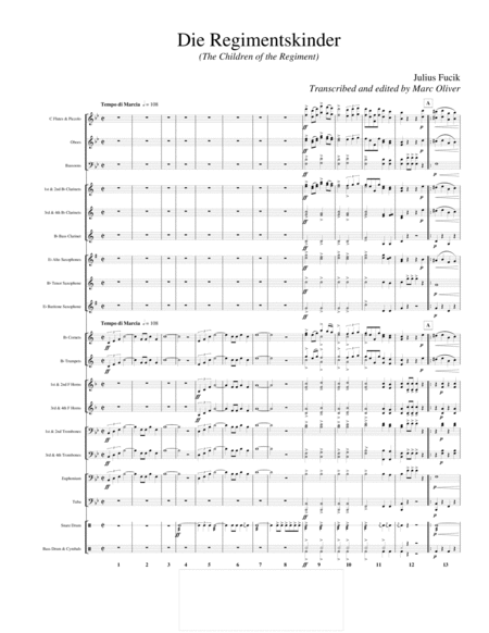 Free Sheet Music The Children Of The Regiment Die Regimentskinder Transcribed For Concert Band