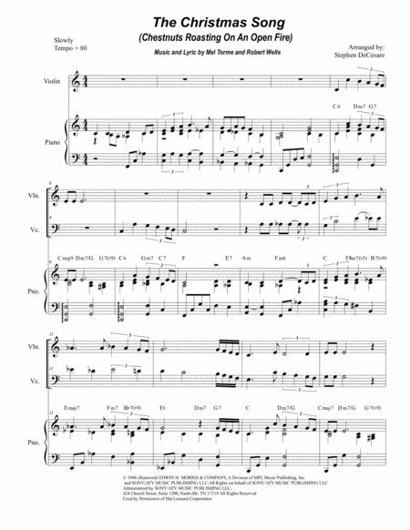 Free Sheet Music The Christmas Song Chestnuts Roasting On An Open Fire Duet For Violin And Cello