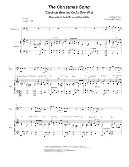 The Christmas Song Chestnuts Roasting On An Open Fire Trombone Solo And Piano Sheet Music