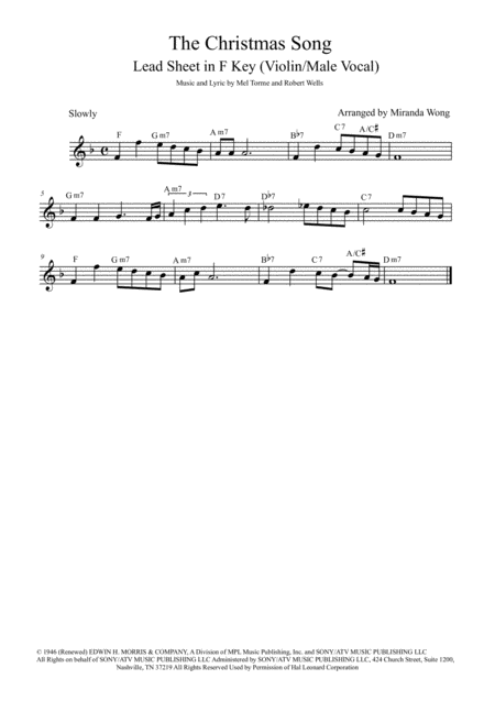 The Christmas Song Chestnuts Roasting On An Open Fire Violin Solo With Chords Sheet Music