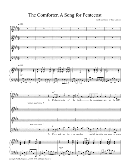 The Comforter A Song For Pentecost Sheet Music