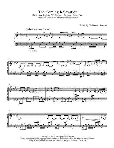 Free Sheet Music The Coming Relevation Piano Solo By Christopher Boscole