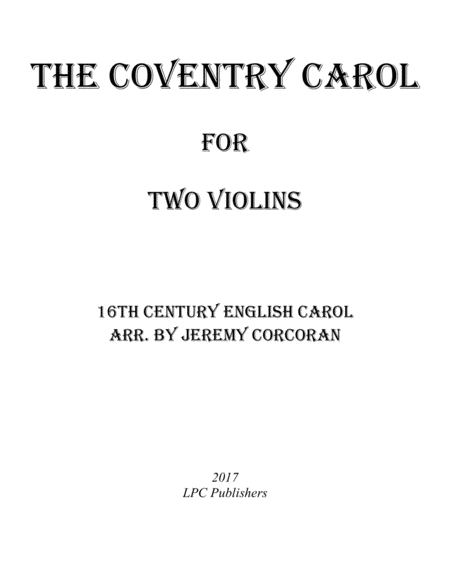 The Coventry Carol For Two Violins Sheet Music