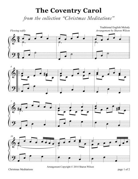 Free Sheet Music The Coventry Carol Large Print Piano Solo