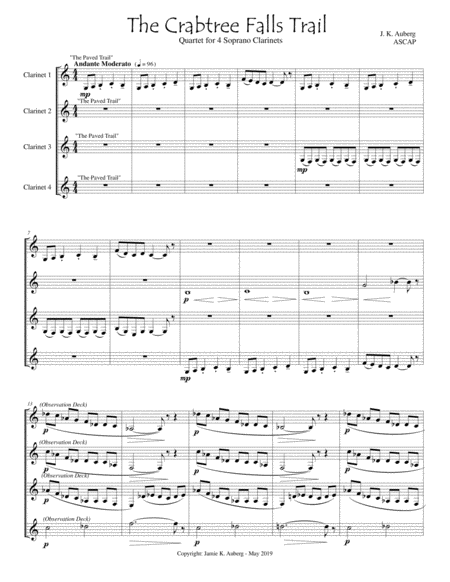 The Crabtree Falls Trail Clarinet Quartet Sheet Music