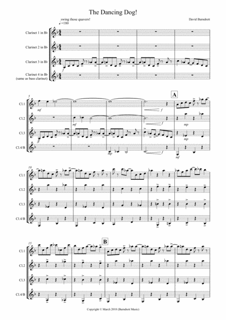 Free Sheet Music The Dancing Dog For Clarinet Quartet