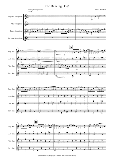 The Dancing Dog For Saxophone Quartet Sheet Music