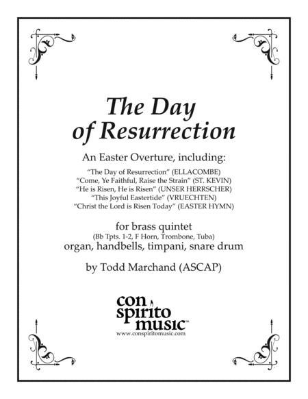 The Day Of Resurrection Easter Overture For Brass Organ Handbells Percussion Sheet Music