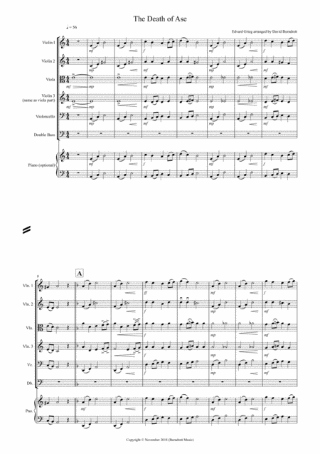 Free Sheet Music The Death Of Ase From Peer Gynt For String Orchestra