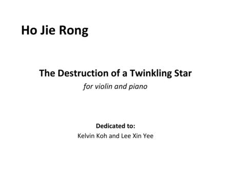 The Destruction Of A Twinkling Star Sheet Music