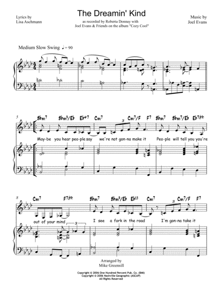 Free Sheet Music The Dreamin Kind