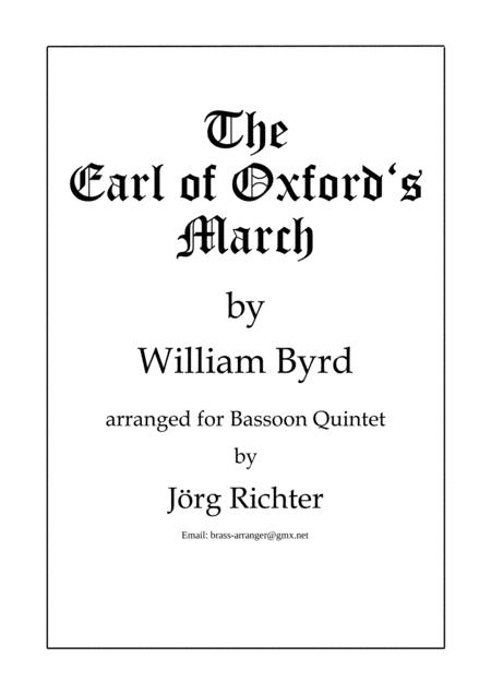 The Earl Of Oxfords March For Bassoon Quintet Sheet Music