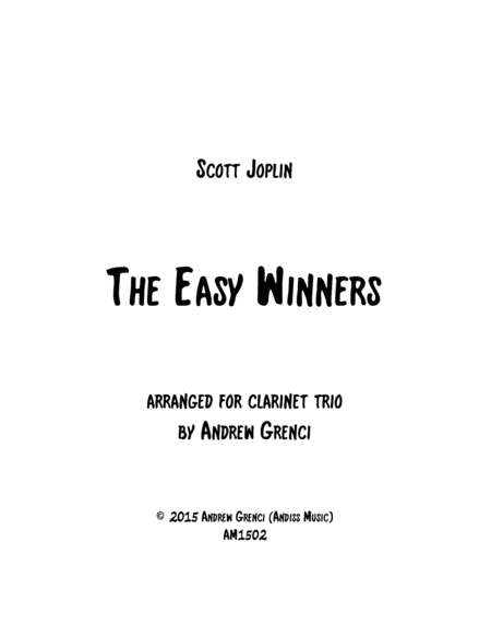 Free Sheet Music The Easy Winners For Clarinet Trio