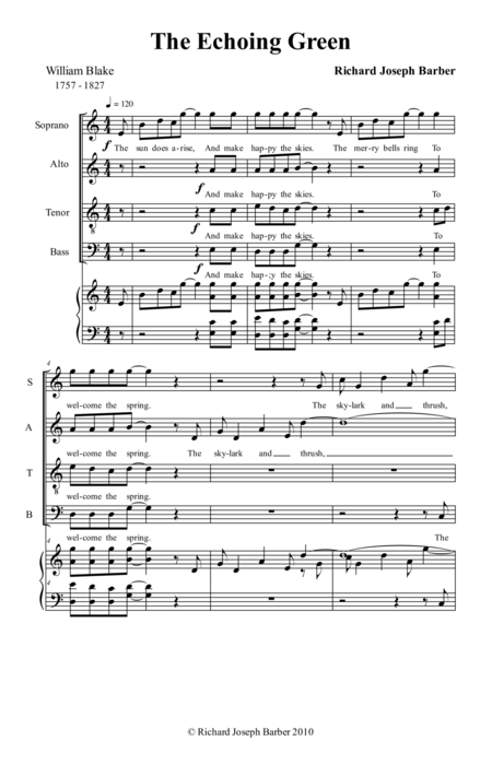 Free Sheet Music The Ecchoing Green