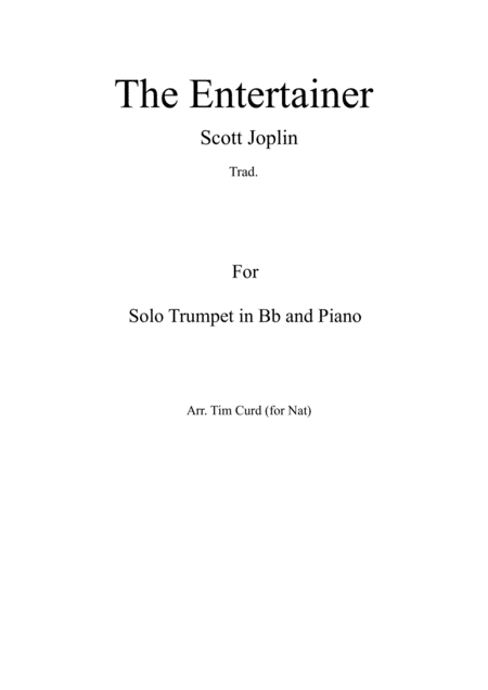 The Entertainer For Solo Trumpet In Bb And Piano Sheet Music