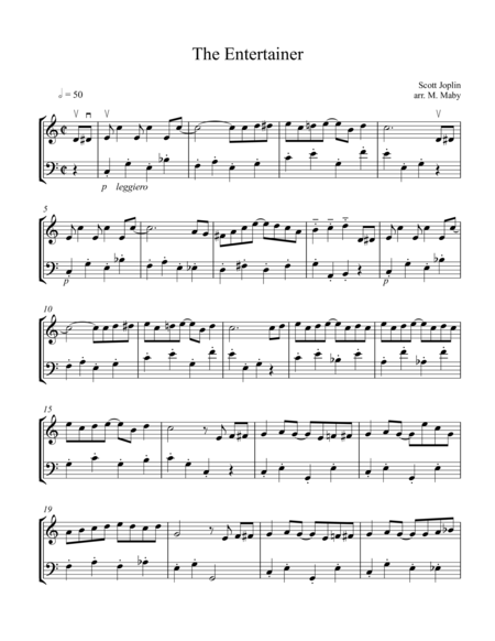 The Entertainer For Violin Cello Duet Sheet Music