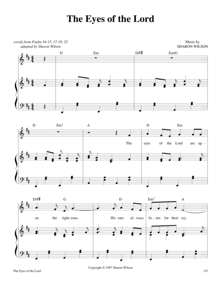 The Eyes Of The Lord Psalm 34 Sheet Music