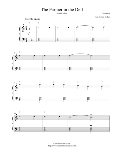 The Farmer In The Dell For Easy Piano Sheet Music