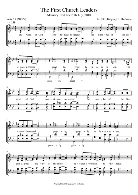 The First Church Leaders Sheet Music