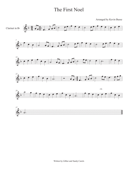 Free Sheet Music The First Noel Clarinet
