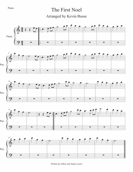 The First Noel Easy Key Of C Piano Sheet Music