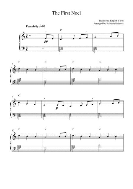 The First Noel Easy Version Sheet Music